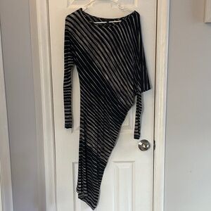 BCBG Max Azria Laheld asymmetrical black and white striped dress